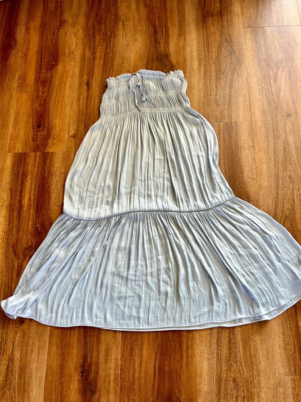 Silky feel flowy tiered baby blue maxi skirt  size xs